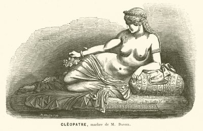 Socha Kleopatry VII., poslední vládkyně ptolemaiovského Egypta, od Daniela (rytina) od French School