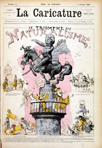 Socha Emila Zoly, „“Triumf naturalismu“““ – v „“Karikatuře““ ze 7.2.1880. od French School