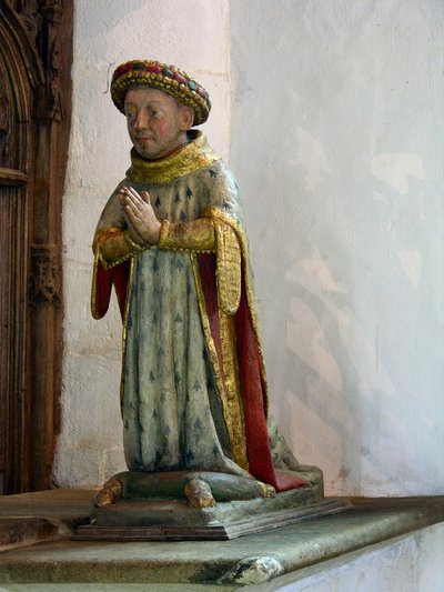 Socha Jeana V., vévody z Bretaně (polychromované dřevo) od French School