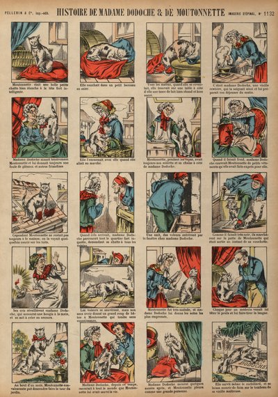 Příběh Madame Dodoche a její kočky Moutonnette (barevná rytina) od French School