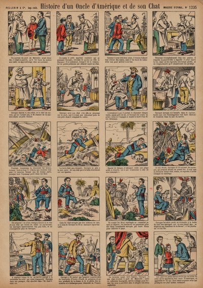 Příběh amerického strýce a jeho kočky (barevná rytina) od French School