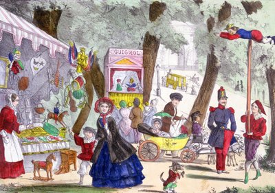 Pouliční scény na Champs Elysees, 19. století od French School
