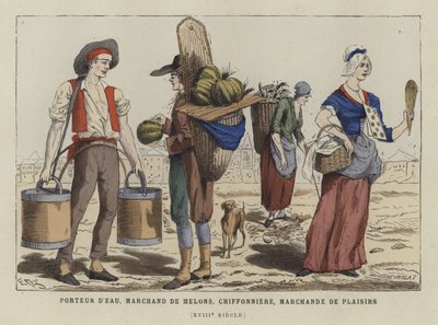 Pouliční obchodníci, 18. století od French School