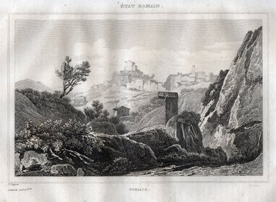 Subiaco Lazio v metropolitním městě Řím - rytina z „“ Malebné Itálie““ od M. de Norvinse, Ch. Nodier 1834-1836. od French School