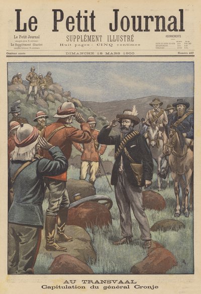 Vzdání se generála Cronje Britům po bitvě u Paardebergu (barva litho) od French School