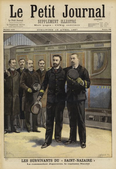 Přeživší potopení Ville de Saint Nazaire, 1897 od French School