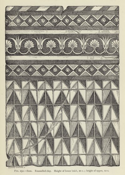Susa, Smaltovaná hlína, Výška spodní cihly, 20 c; výška svršku, 12 c od French School