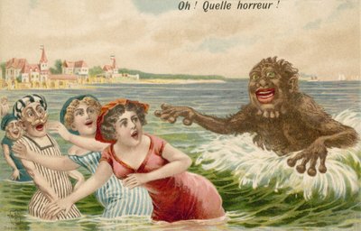 Plavci pronásledovaní mořskou příšerou od French School