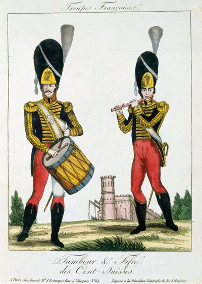 Švýcarská garda, hráči na tambur a píšťaly, cca 1790 od French School