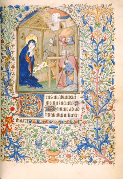 T.2629 Ms 63 f.55r Narození Páně (Využití Paříže) c.1460 od French School