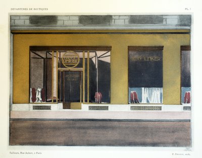 Tailors, Plate 7, ilustrace z Shop Fronts od Louis-Pierre Sezille, Paříž, 1927 od French School