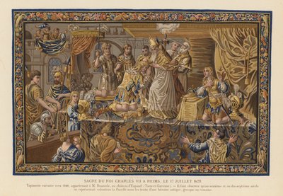 Tapiserie zobrazující korunovaci francouzského krále Karla VII., Remeš od French School