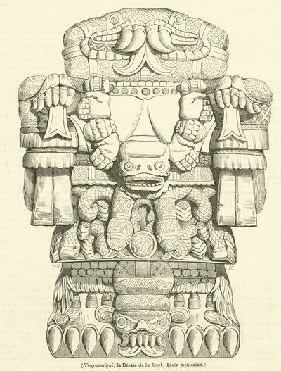 Teo Yaomiqui, bohyně smrti, mexický idol (rytina) od French School