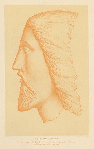 Terakotová hlava Ježíše Krista (chromolitho) od French School