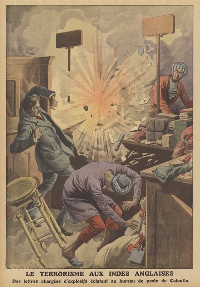 Terorismus v britské Indii (barevné litho) od French School