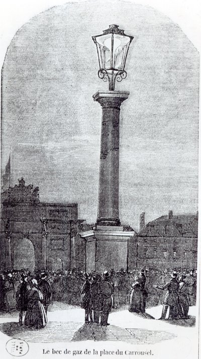 1. plynojem v Paříži na Place du Carrousel v roce 1818 od French School