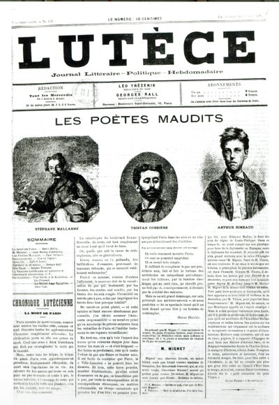 The Accursed Poets, přední strana novin Lutece, 1884 od French School