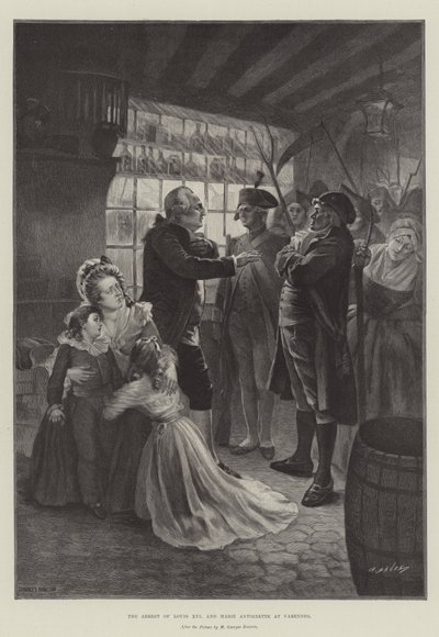 Zatčení Ludvíka XVI. a Marie Antoinetty ve Varennes od French School