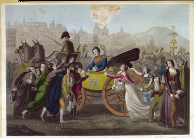Příjezd generála Juana Facundo Quiroga (1790-1835) do Madridu 24. června 1820 od French School
