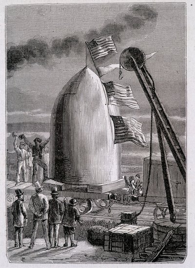 The Arrival of the Projectile at Stone-Hill - in „From Earth to Moon“ od Julese Verna od French School