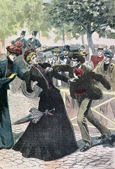 Zavraždění rakouské císařovny Alžběty (1837-98) Lucchenim, 10. září 1898, ilustrace z Le Pelerin, 1898 (barevná rytina) od French School