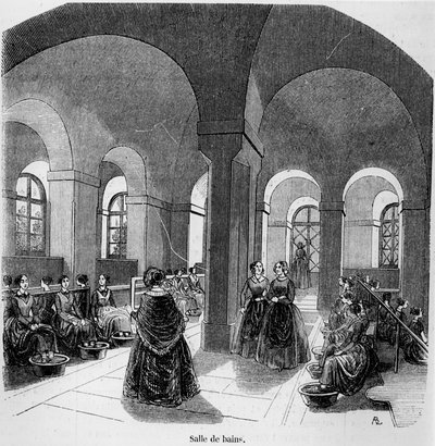 Koupelna v Institutu pro mladé nevidomé, v Tableau de Paris od Edmonda Texiera, publikoval v roce 1852 od French School