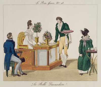 Prodejce krásné limonády, talíř 98 od le Bon Genre, kolem 1810 (barevné rytí) od French School