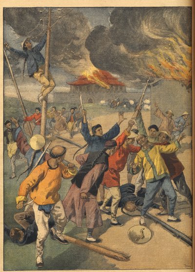 Boxerské povstání v Číně - události Číny. Boxeři. Ilustrace pro Le petit Journal, 24. června 1900. od French School