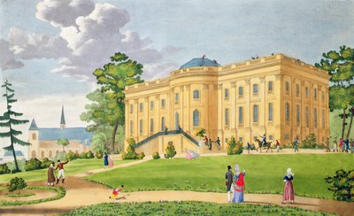 Zámek Montmorency, nedaleko Paříže, cca 1815-20 (barevná rytina) od French School