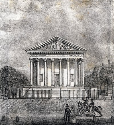 Kostel Madeleine - "Alphabet Picturesque des Monumens de Paris" kolem roku 1840 (rytina) od French School