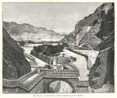 Cisterny z Tawily, Aden, restaurované Brity (rytina) od French School