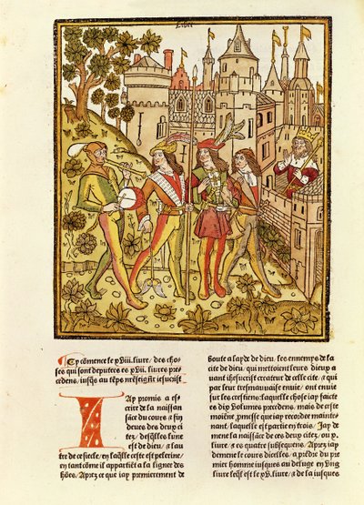 Město Boží a město tohoto století, z La Cite de Dieu, 1486-87 (xylograf) od French School