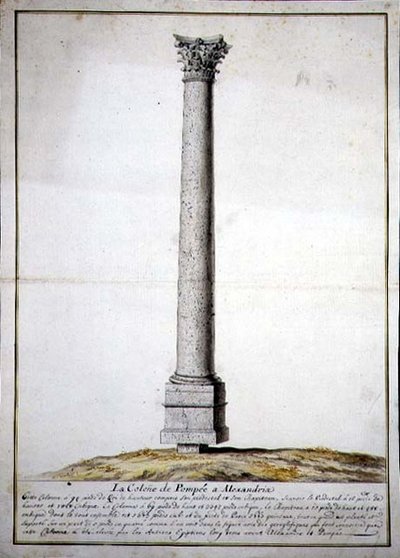 Pompejský sloup v Alexandrii, kolem roku 1700 (pero, inkoust a akvarel na papíře) od French School