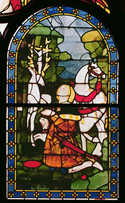 Obrácení sv. Eustace, z kostela Saint-Pierre du Chatel od French School