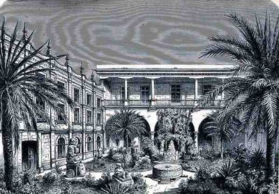 The Court of the Mexico Museum, od The Ancient Cities of the New World, Claude-Joseph-Desire Charnay, pub. 1887 od French School