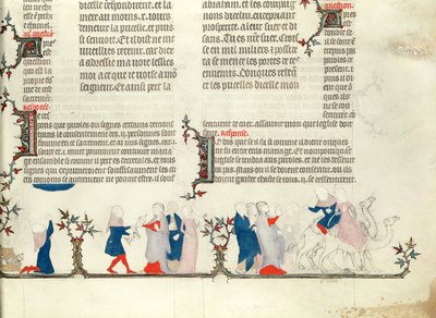 Odchod Rebeccy s Eliezerem, z Bible Jean de Sy, kolem roku 1355 od French School