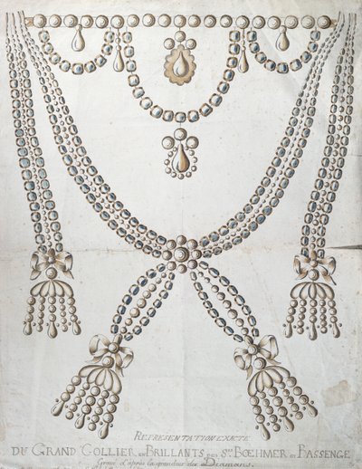 Diamantový náhrdelník zapojený do aféry Collier de la Reine, kolem roku 1785 od French School