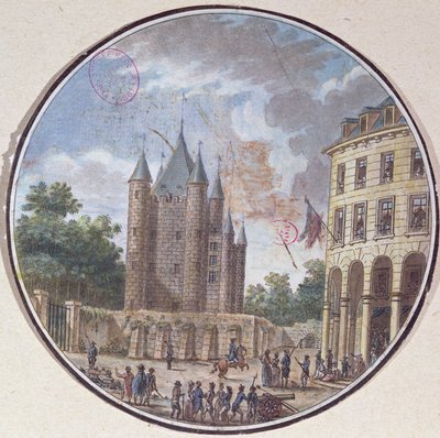 Chrámový donjon, Paříž (barevná rytina) od French School