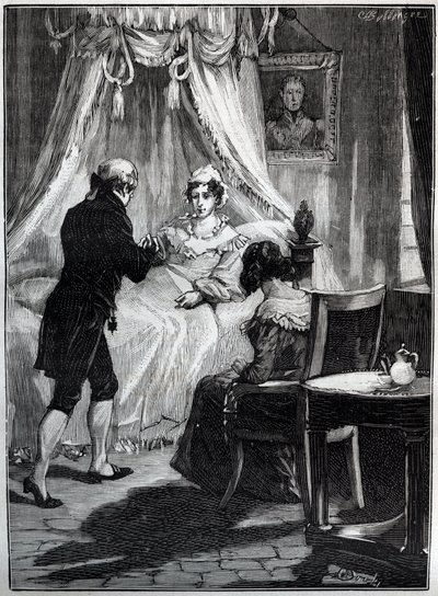 Vévodkyně z Berry (Marie Caroline, princezna ze dvou Sicílie, vévodkyně z Berry (1798-1870) v pevnosti Blay přijímá doktora Louise Charlese Deneuxe (1767-1846) - Rytina - od French School