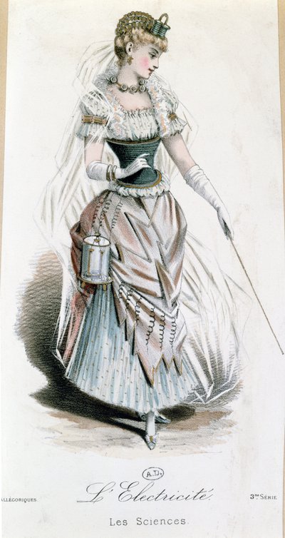 The Electricity Fairy, kostým na maškarní ples s baterií, kolem roku 1885 od French School