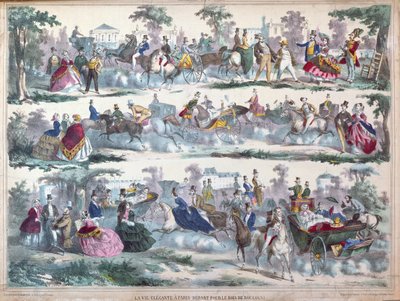 Elegantní život v Paříži - Odjezd do Bois de Boulogne, c.1860 od French School