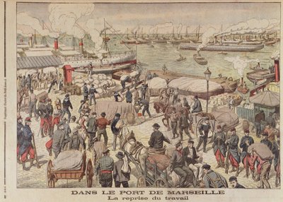 Konec stávky v Marseille, ilustrace z Le Petit Journal, 23. října 1904 od French School