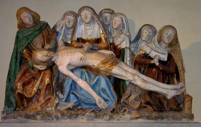 The Entombment, 1490 (malovaný kámen) (detail) od French School