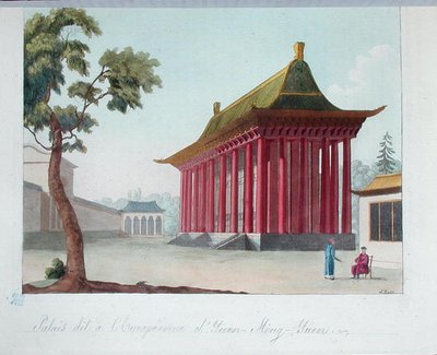 „Evropský“ palác v Yuen-Ming-Yuan, z „Le Costume Ancien et Moderne“ od Julese Ferraria, vyrytý S.Rossi, kolem roku 1819 (barevná rytina) od French School