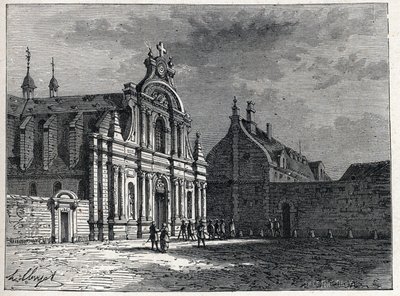Klášter Feuillants, místo setkání Feuillants Club, monarchistické politické organizace během francouzské revoluce. Rytina z roku 1889. Soukromá sbírka. od French School