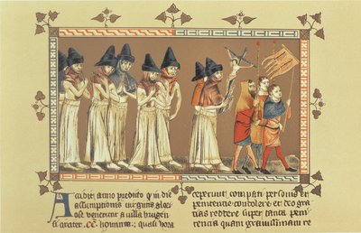 Flagellanti v Doorniku v roce 1349, kopie miniatury z kroniky Aegidius Li Muisis od French School
