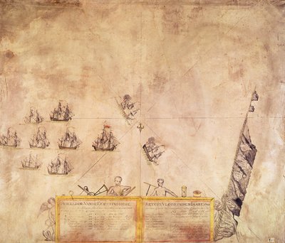 Flotila Nizozemské indické společnosti u Svaté Heleny, 1746 od French School