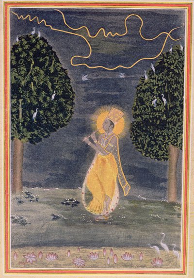 Hráč na flétnu, ilustrace pro Prince Diamond, z The Arabian Nights, 1895 (barevná rytina) od French School