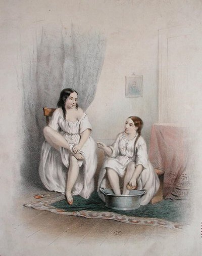 Koupel na nohy, polovina devatenáctého století (barevné lito) od French School