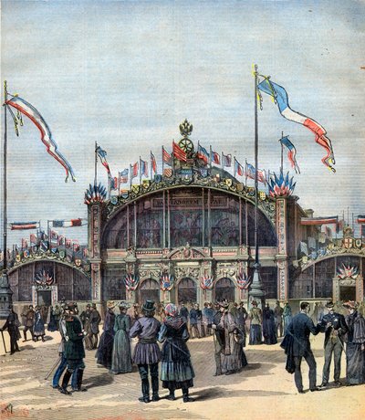 Francouzská výstava v Moskvě (květen-říjen 1892) Pohled na fasádu. Ilustrace pro Le Petit Journal od French School